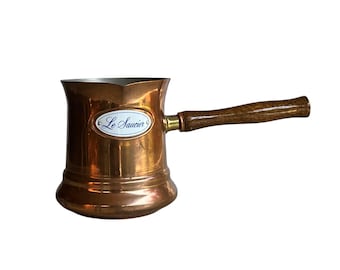 Vintage Le Saucier Copper Saucepan or Pot with Wooden Handle