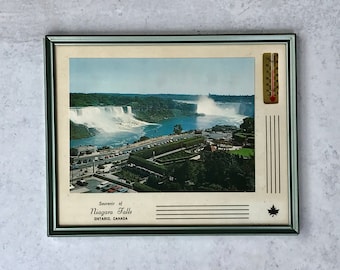 Vintage 1970's Framed Souvenir Niagara Falls Wall Thermometer