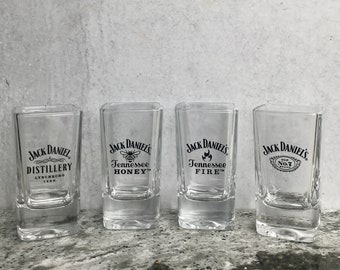 Jack Daniel's Square Shaped Shot Glasses, Jack Daniel Set of Shot Glasses