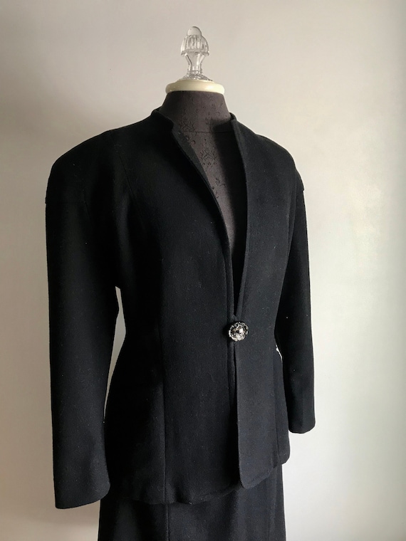 Vintage 40's Black Wool Jacket and Matching Skirt