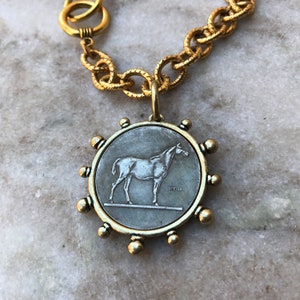 Horse Coin Pendant Chunky Chain Necklace image 3