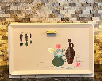 Vintage MCM Ransburg Hand-Painted Metal Bread Box