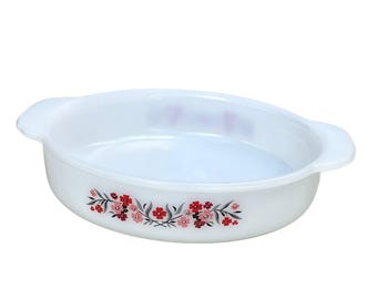 Vintage Primrose Fire King Milk 8 Inch Glass Cake Pan by Anchor Hocking