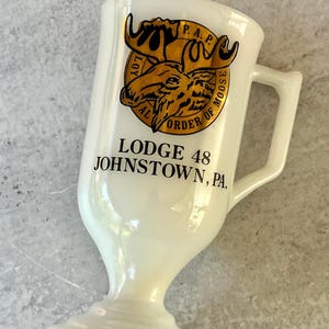 Vintage Johnstown PA Moose Lodge 48 Milk Glass Cup