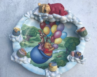 Vintage Winnie the Pooh 3D Plate, Every Cloud Has a Honey Lining, The Bradford Exchange, Disney, Pooh's Sweet Dreams