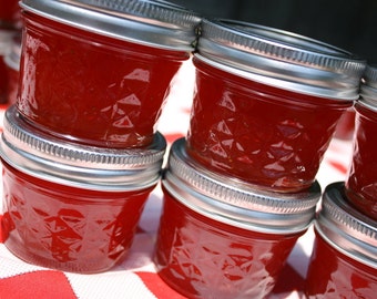 Jam party favor, 12 4oz sample jars of our homemade strawberry pineapple jam wedding or shower favor