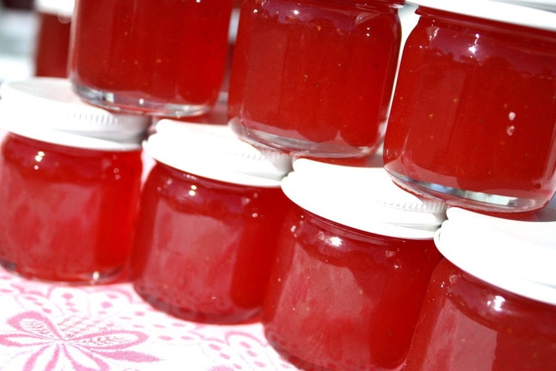 Wedding Jam Favors, 100 Little Bit of Heaven 1.5oz jars of strawberry pineapple jam wedding or party favors, homemade jam party favors image 4