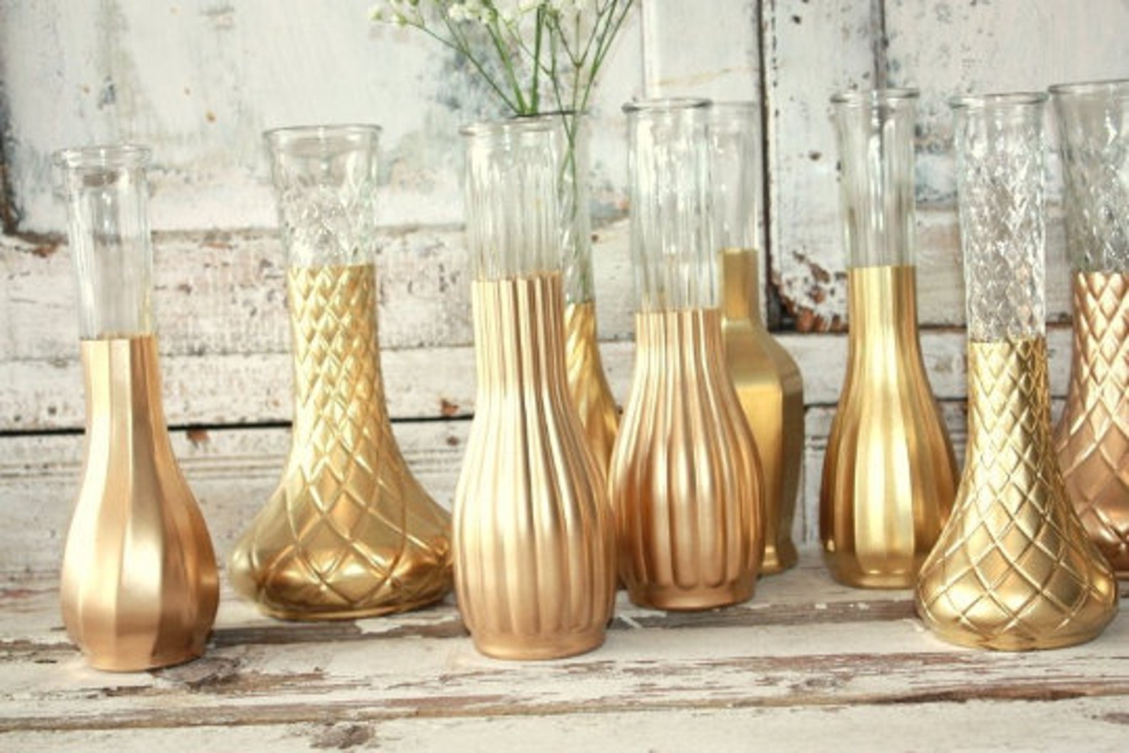 Gold vases Set of 12 CUSTOM gold glitter dipped vintage Etsy