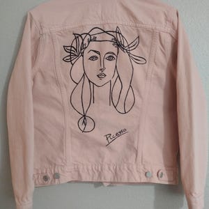 Hand painted pink jean jacket