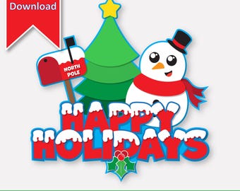 Adorable Christmas Snowman Cake Topper SVG - Holiday Cut File Bundle with PNG, pdf, dxf - Perfect for DIY Festive Crafts & Decorations!