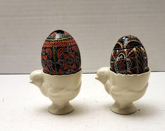 Vintage Chicken egg cups- set of 2 white ceramic