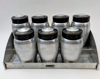 Mid Century Modern MCM Kromex Aluminum Canister and Shaker Set for