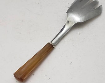 Vintage Serving Fork- vintage bakelite type plastic handle