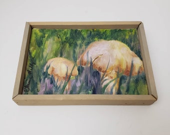 Mushrooms original painting - small painting signed