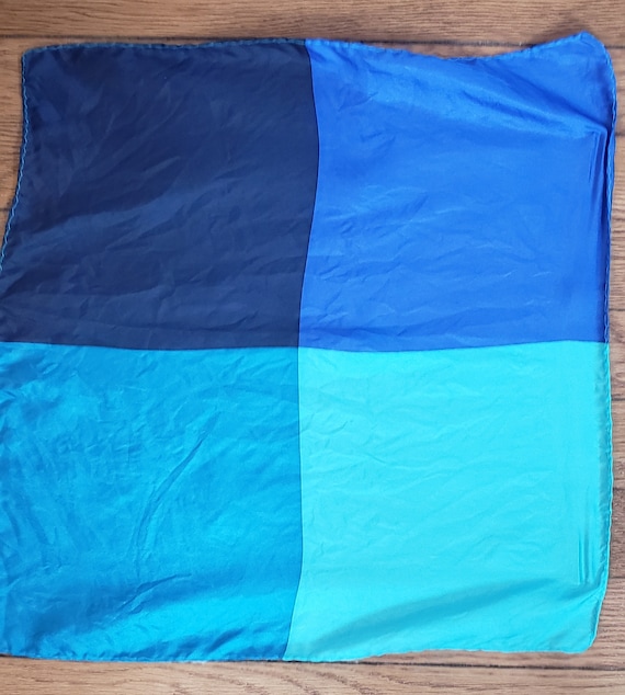 Scarf- mid century retro  silk scarf blues