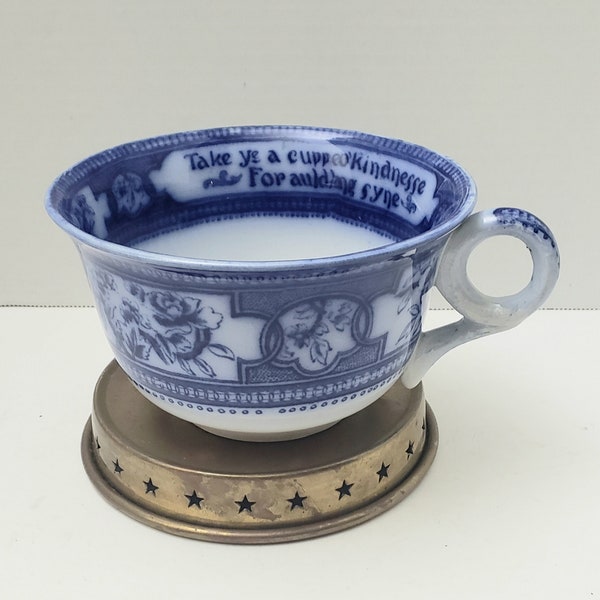 Flow Blue Rowland and Marsellus Staffordshire oversize cup of Kindness