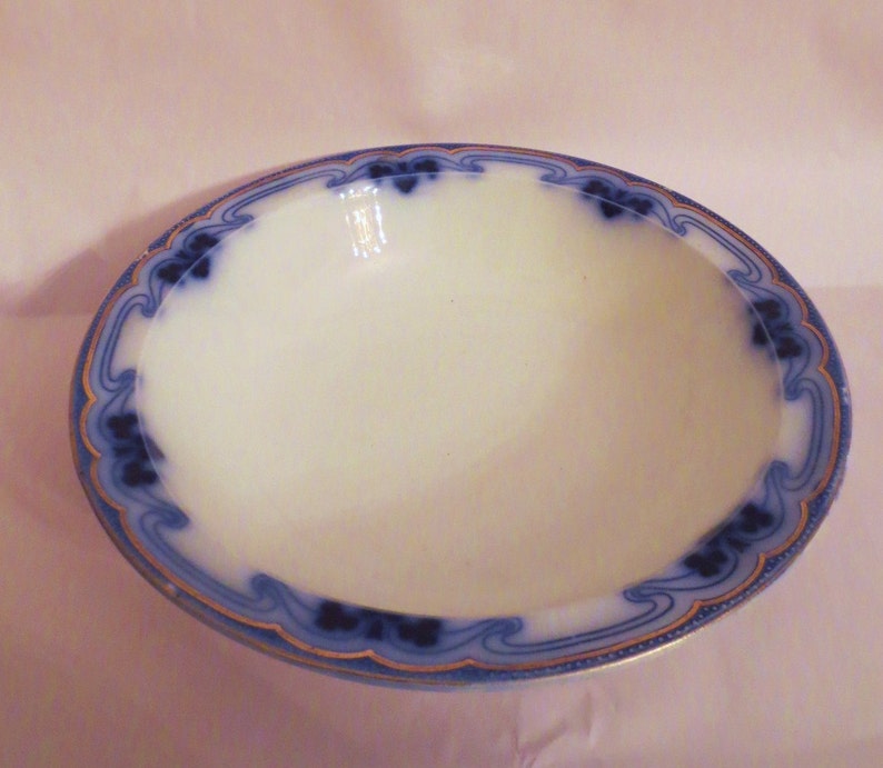 Bowl Antique flow blue Grindley Olympic Idris Antique Flow Blue Large serving round bowl image 1