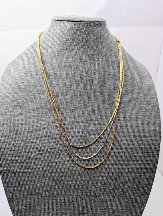 Vintage silver and gold layered necklace Avon - image 3