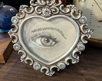 Framed art Lover's Eye original art in a heart shaped frame