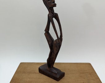 Sculpture Statue Carved wood African Drummer