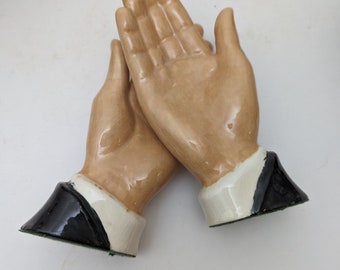 Hands -praying or gesturing pair of ceramic hands