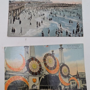Antique Coney Island Postcards Luna Park and Coney Island Beach 1925