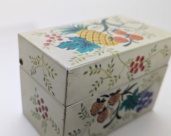 Recipe box with  pineapple and berries graphics