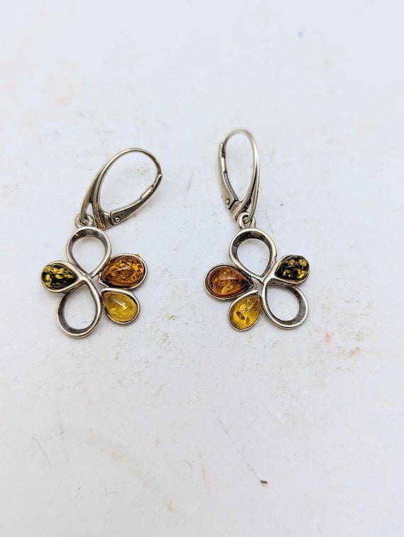 Vintage earrings Baltic Amber and sterling silver
