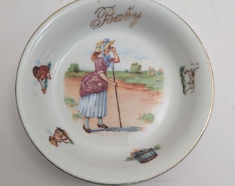 Childs Bowl- Little Bo Peep Baby in gold lettering made in Germany