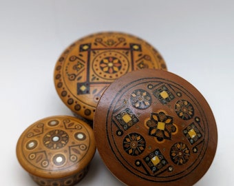 Gorgeous Trio of Vintage inlaid boxes Eastern European