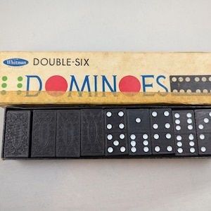 Vintage Whitman Double Six Domino set in original cardboard box