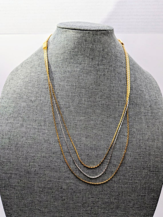 Vintage silver and gold layered necklace Avon - image 1