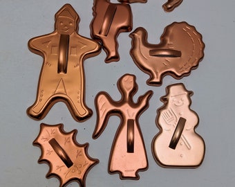 Vintage aged copper holiday cookie cutters