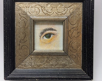 Framed art Lover's Eye original art in a wooden frame