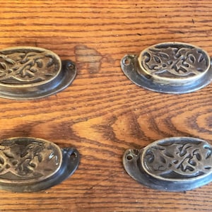 Drawer Handle or pull- 4 Brass detailed Vintage 3 inch from hole to hole apothecary type