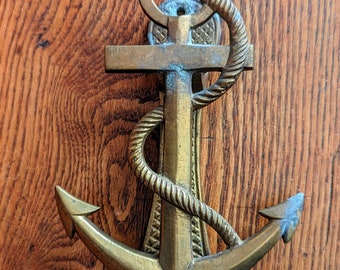 Vintage Anchor aged brass door knocker