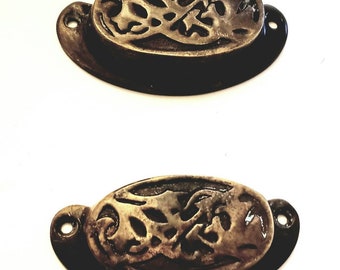 Set of 4 Vintage Brass Drawer Pulls – Detailed Apothecary Handles, 3 Inch
