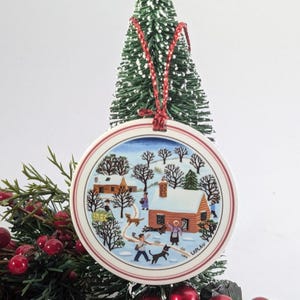 Vintage Villeroy and Boch  porcelain ornament Naif Laplau Winter scenes