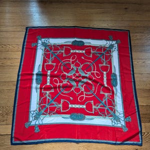 Equestrian Scarf Horse and hunt theme designer silk scarf. italy