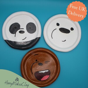 Plato portajoyas de Somos Osos – Adorable joyero de oso de dibujos animados – Plato de arcilla con forma de panda, oso polar y oso pardo – Regalo para amantes de los dibujos animados