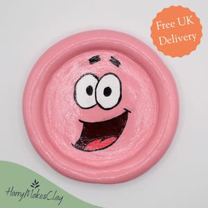 Handmade Patrick Trinket Dish - Air Dry Clay Jewellery Tray - Small, Medium & Large - Unique Gift for SpongeBob Fans - Home Decor