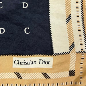 Vintage Christian Dior monogram silk & wool reversible scarf brown  & tan