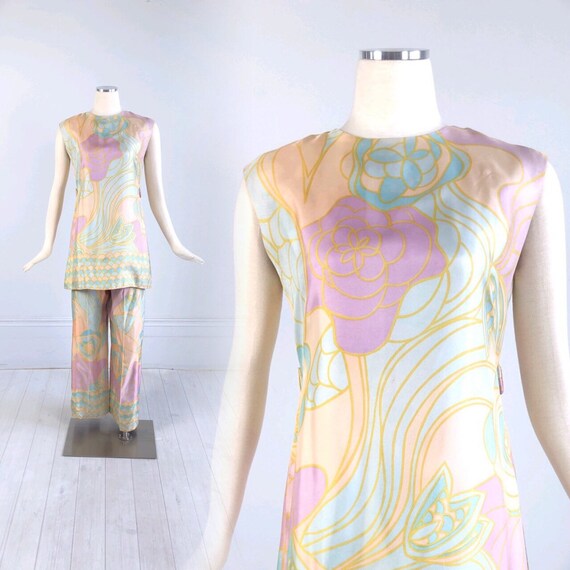 Vintage 1960s psychedelic MOD PRINT 2 piece outfit