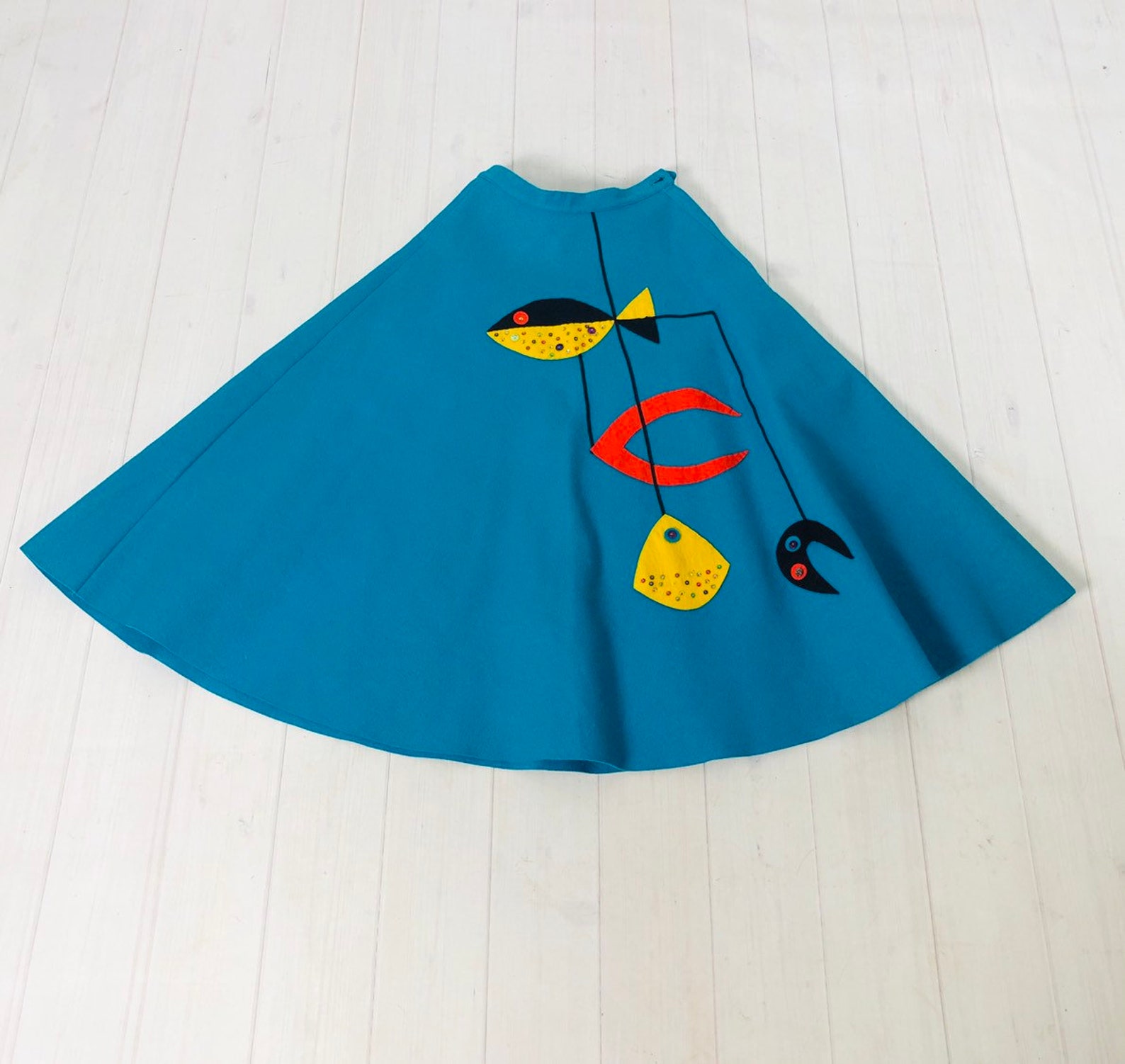 Vintage 1950s felt Novelty POODLE SKIRT Mid Century Modern Etsy
