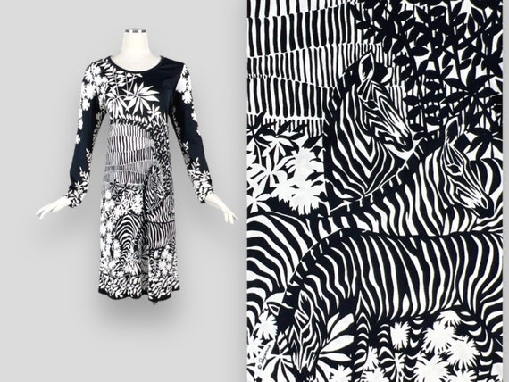 Vintage 60s 70s PAGANNE Zebra Dress / novelty pri… - image 1