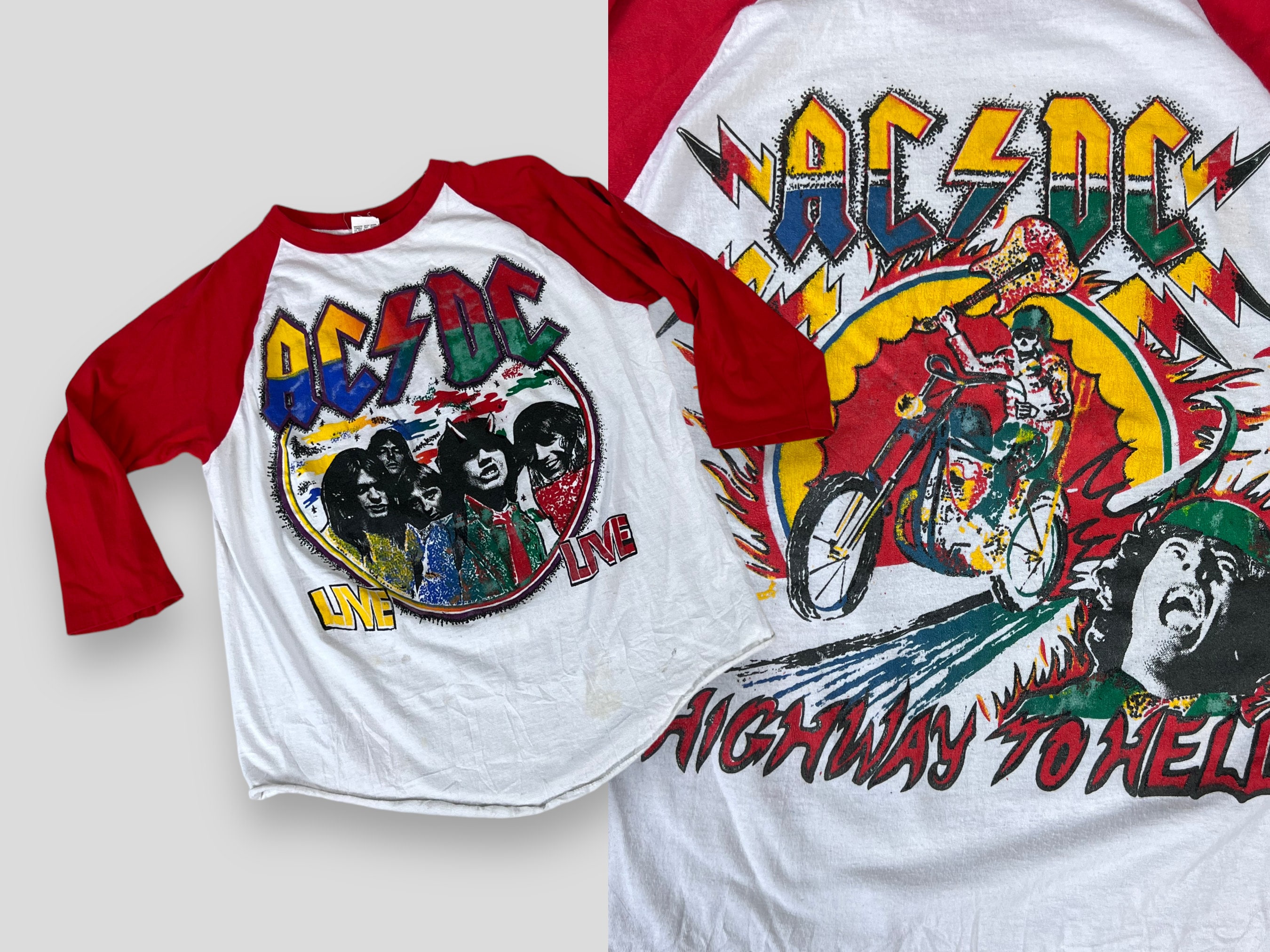 Vintage 80s AC/DC Highway to Hell Tour Baseball Jersey T