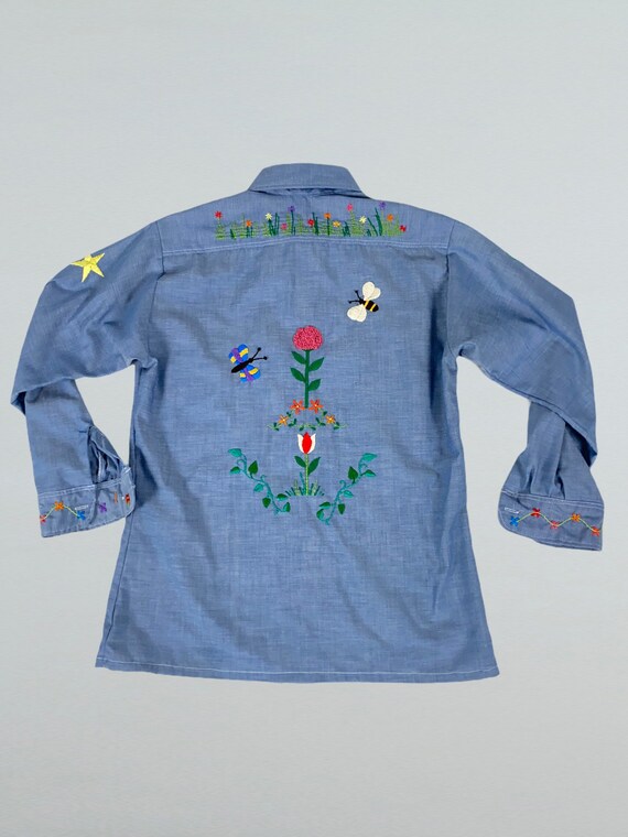 Vintage Embroidered CHAMBRAY SHIRT 60s 