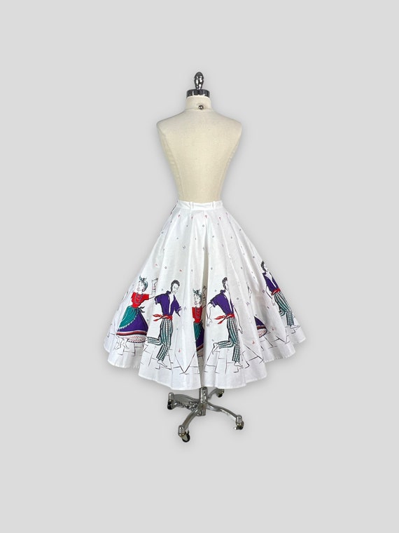 Vintage 1950s NOVELTY PRINT SKIRT Mambo Dancers f… - image 4