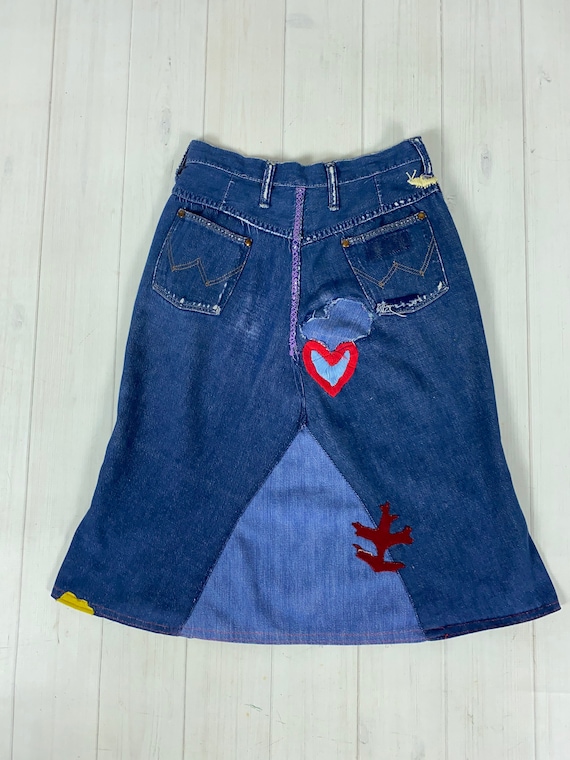 Vintage 1960s / 1970s DENIM WRANGLER SKIRT jeans … - image 6