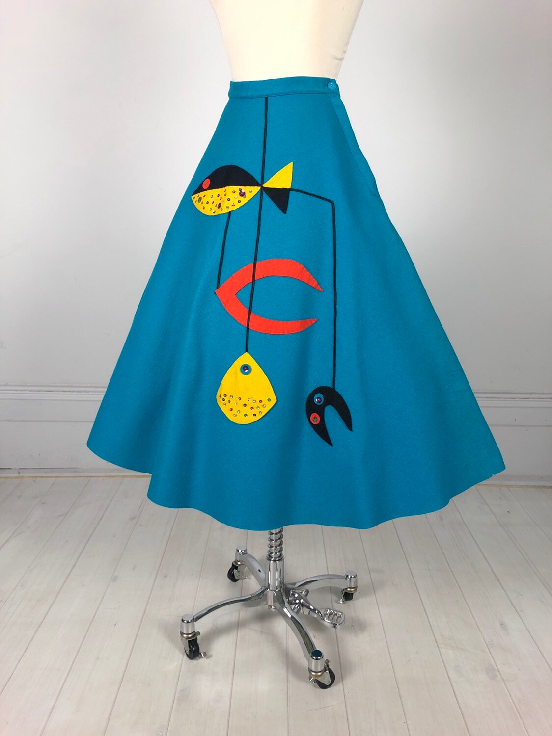 Vintage 1950s Felt Novelty POODLE SKIRT Mid Century Modern Etsy